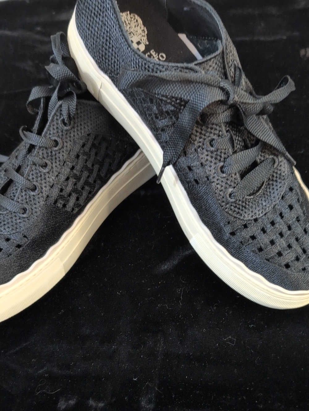 Vince Camuto Black and White Slip-On Knit Sneakers
